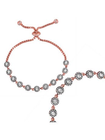 Gümüş Rose Elmas Montür Kadın Asansörlü Bileklik CSR2181447