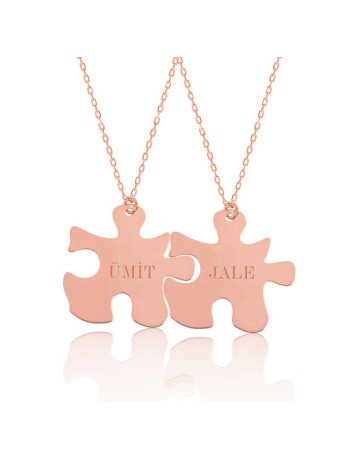 Gümüş Rose Kişiye Özel Puzzle İsimli Kolye CSR2180555