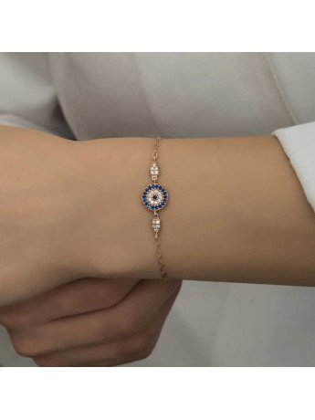 Gümüş Rose Nazar Boncuklu Kadın Bileklik CSR2180033