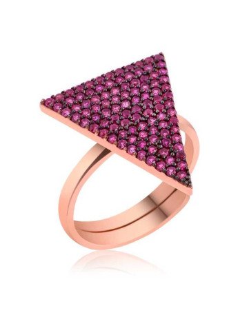 Gümüş Rose Pembe Üçgen Kadın Yüzük CSR2182405