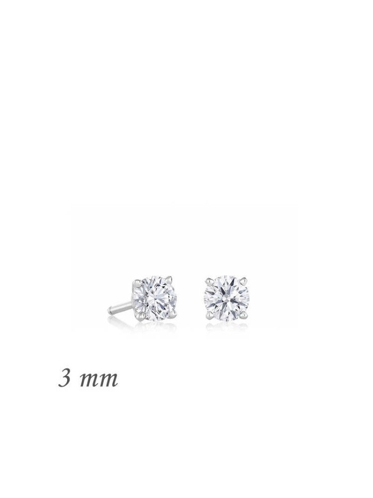 Gümüş Yuvarlak Tek Taş Zirkon Küpe - 3 mm CSR2181969