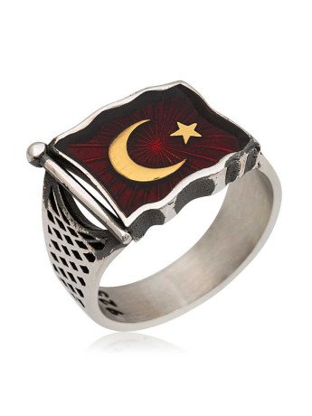 Gümüş Türk Bayrağı Erkek Yüzük CSR2181395