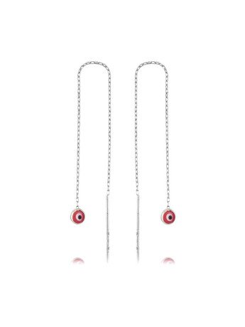 Gümüş Zincirli Pembe Nazar Küpe CSR2181839