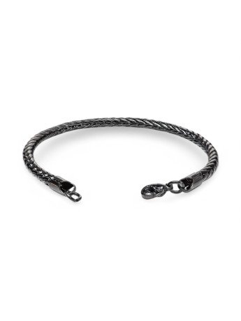 Oval Kral Bakla Örgülü Siyah Çelik Zincir Bileklik 4.0Mm CSR1180289