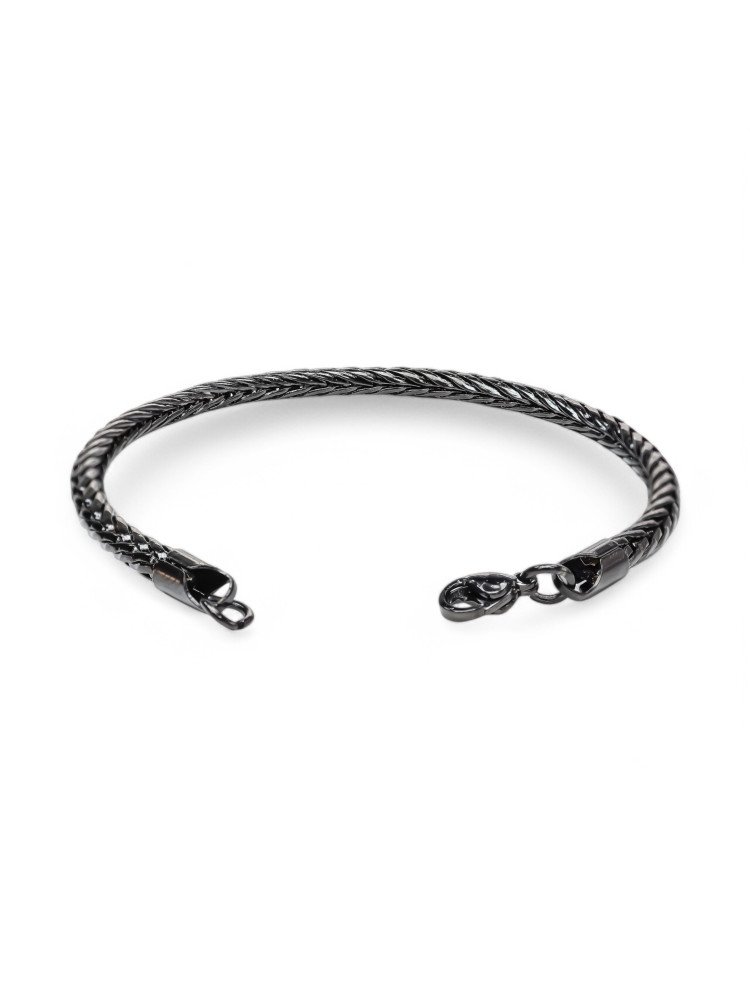 Oval Kral Bakla Örgülü Siyah Çelik Zincir Bileklik 4.0Mm CSR1180289