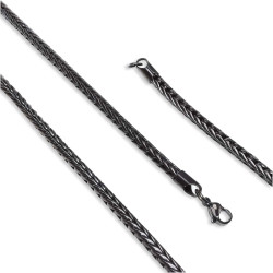 Oval Kral Bakla Örgülü Çelik Kolye 4Mm