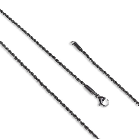 Sarmal halat desenli ince çelik erkek kolye 2mm