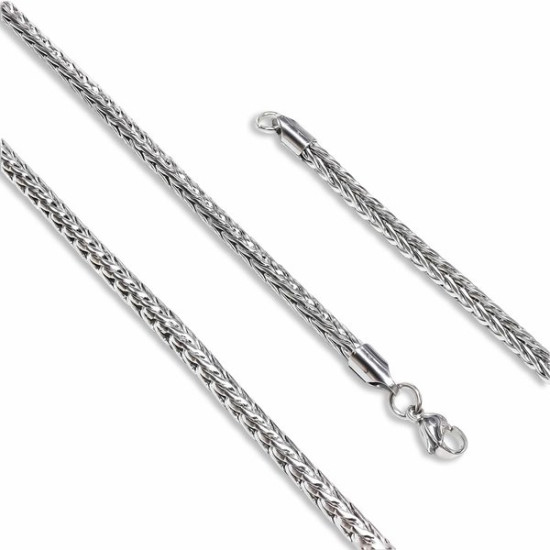 Oval kral bakla örgülü çelik kolye 4mm