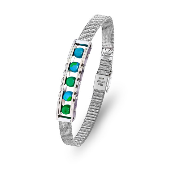 Yeşil Akik ve Paslanmaz Çelik Erkek Bileklik