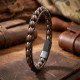 Ceviz Ağacı Doğal Taşlı Deri Kordonlu Erkek Bileklik