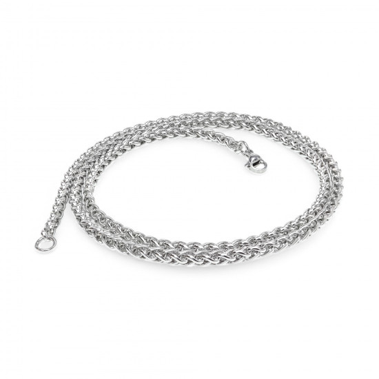 Beyaz çelik erkek kolye modeli 4 mm Beyaz çelik erkek kolye 4 mm, maskülen tasarım