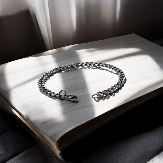 Çelik zincir erkek bileklik 1.6x6 mm, maskülen tasarım