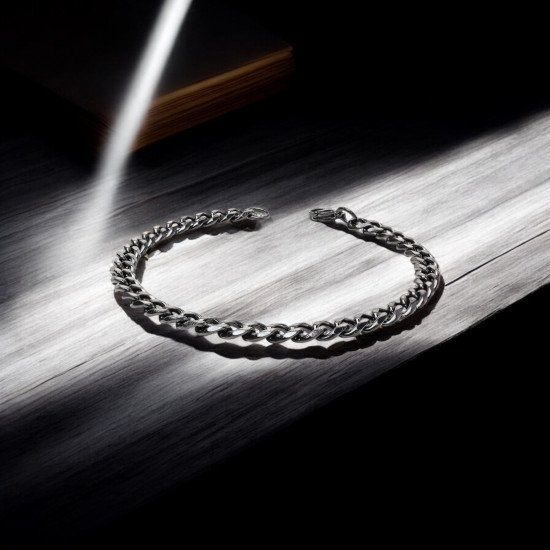 Çelik zincir erkek bileklik 1.6x6 mm, maskülen tasarım