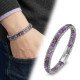 Ametist Doğal Taşlı Hasır Örgü Zincir Çelik Erkek Bileklik
