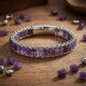 Ametist Doğal Taşlı Hasır Örgü Zincir Çelik Erkek Bileklik