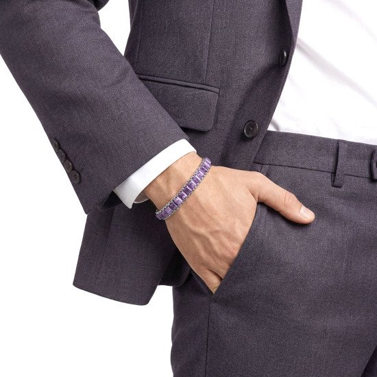 Casera’s ametist doğal taşlı erkek çelik bileklik Casera’s ametist doğal taşlı erkek çelik bileklik