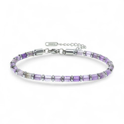 Ametist ve Hematit Doğal Taşlı Ayarlanabilir Çelik Bileklik