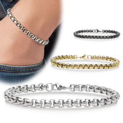 Yuvarlak Arnavut Zincir Çelik Erkek Bileklik 6mm