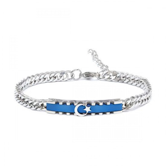 ay yıldız figürlü çelik erkek bileklik ay yıldız temalı çelik erkek bileklik