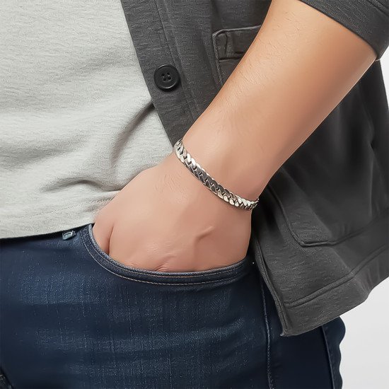 Balık Sırtı Mariner Zincir Çelik Erkek Bileklik Balık Sırtı Mariner Zincir Çelik Erkek Bileklik