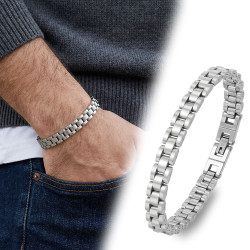 Premium Beyaz Full Çelik Erkek Bileklik