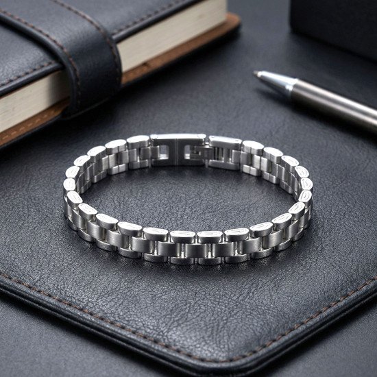 Premium Beyaz Full Çelik Erkek Bileklik - Casera's Premium beyaz full çelik erkek bileklik