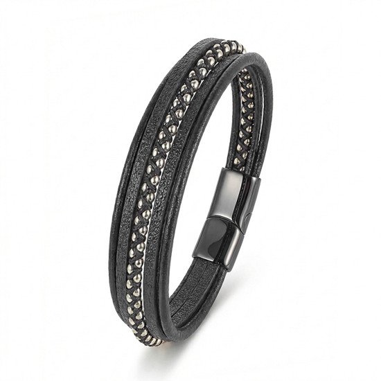 Beyaz Hematit Doğaltaşlı Çoklu Deri Çelik Erkek Bileklik beyaz hematit doğaltaşlı çoklu deri çelik erkek bileklik