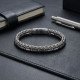 Boru kesim hematit ve çelik zincir erkek bileklik
