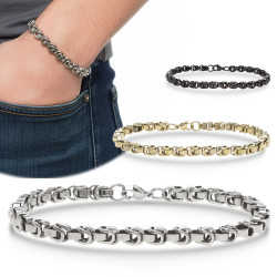 Box Cuban Zincir Çelik Erkek Bileklik 6mm
