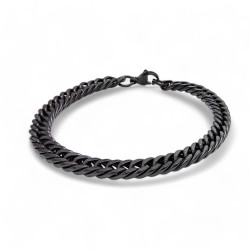 Siyah Burma Yassı Zincir Erkek Çelik Bileklik