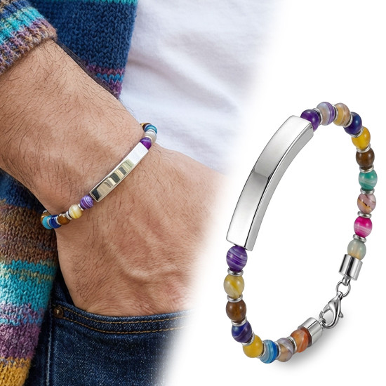 çakra doğal taşlı kişiye özel çelik bileklik