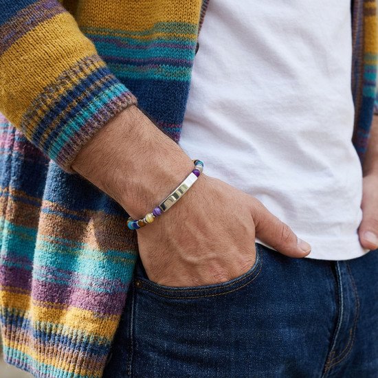 çakra doğal taşlı kişiye özel çelik bileklik