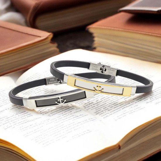 Çapa desenli çelik erkek bileklik