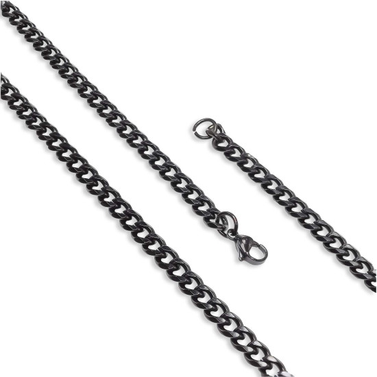 Çelik erkek siyah kolye 1.6 mm, maskülen tasarım