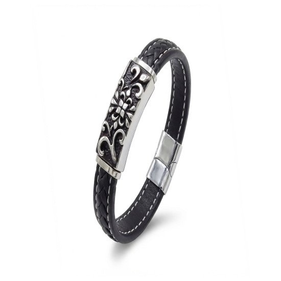 çelik ve deri erkek bileklik model