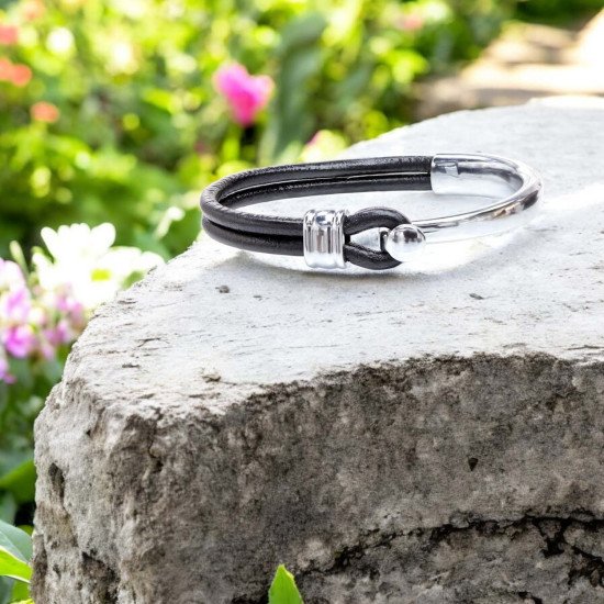 Chrome tokalı ve deri bileklik erkek Çelik tokalı deri erkek bileklik