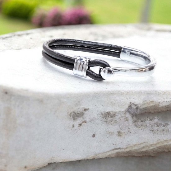 Chrome tokalı ve deri bileklik erkek Çelik tokalı deri erkek bileklik