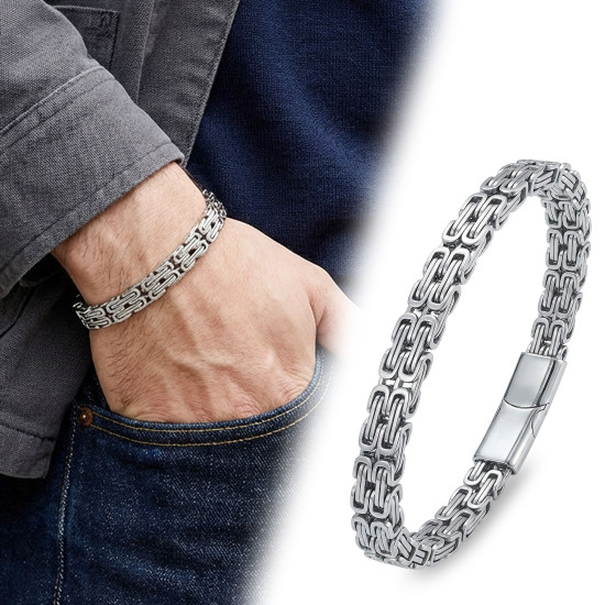 Premium çiftli 4MM kral model çelik zincir erkek bileklik