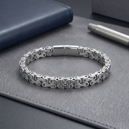 Premium çiftli 4MM kral model çelik zincir erkek bileklik