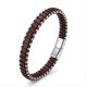 Damla çelik detaylı kahve rengi el örgüsü erkek bileklik