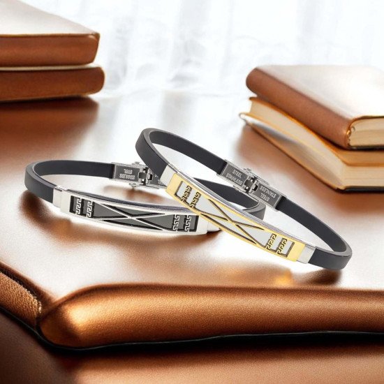 Desenli çelik erkek bileklik, maskülen tasarım