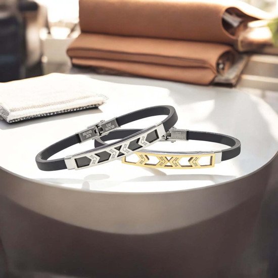 Desenli çelik erkek bileklik, maskülen tasarım