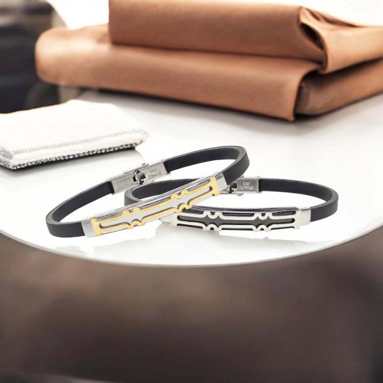 Desenli maskülen çelik erkek bileklik