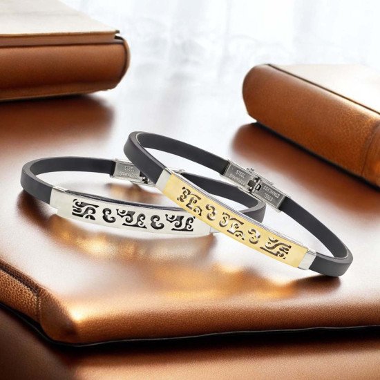 Desenli maskülen çelik erkek bileklik