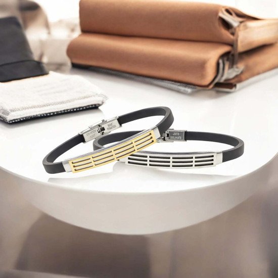 Desenli çelik erkek bileklik, maskülen tasarım