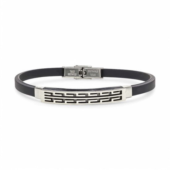 Desenli çelik erkek bileklik, maskülen tasarım