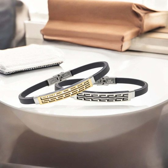 Desenli çelik erkek bileklik, maskülen tasarım