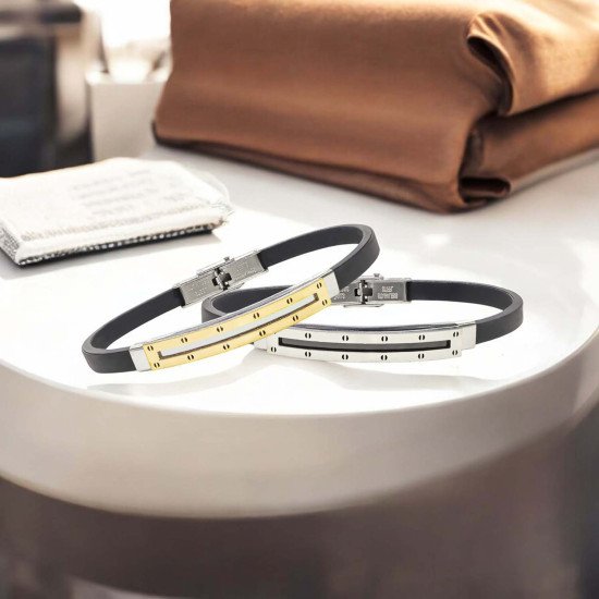 Desenli çelik erkek bileklik, maskülen tasarım