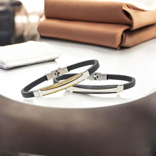 Desenli maskülen çelik erkek bileklik