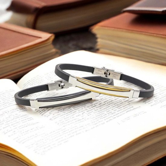 Desenli maskülen çelik erkek bileklik